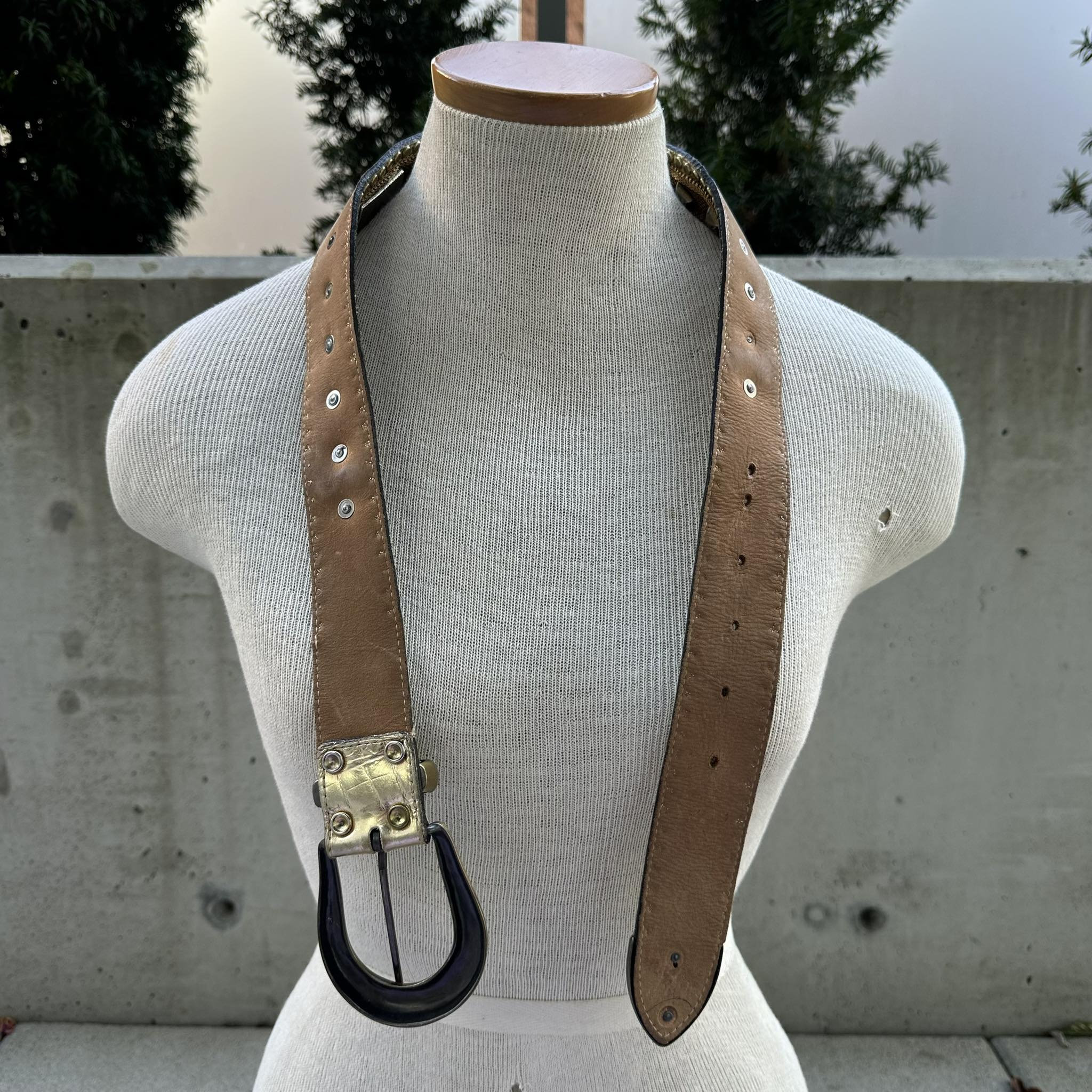 Leatherock 90s Studded Metallic Wide Waist Belt - Bronze & Gold LEATHEROCK Gold Belts for Women for sale | eBay main image 3