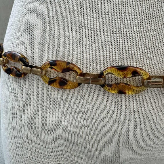 Y2K Steve Madden tortoise shell resin chain belt,… - image 3