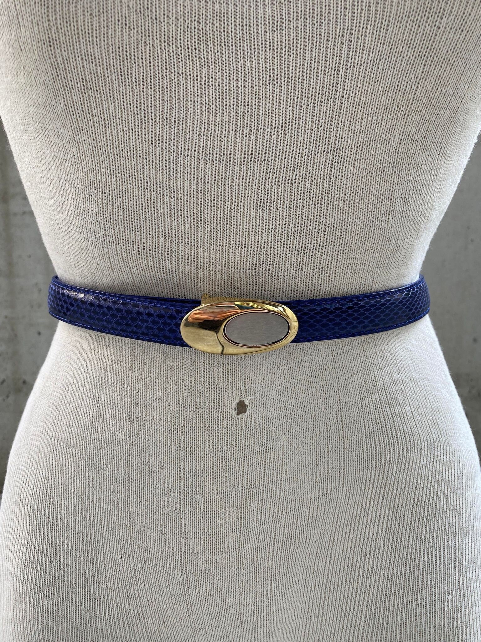 Snaked Leather Belt in Light Blue – SNAKED
