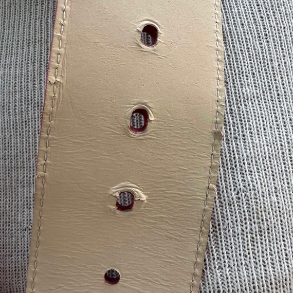 Y2K DKNY Red Genuine Leather Belt, Donna Karan Belt, Chunky 