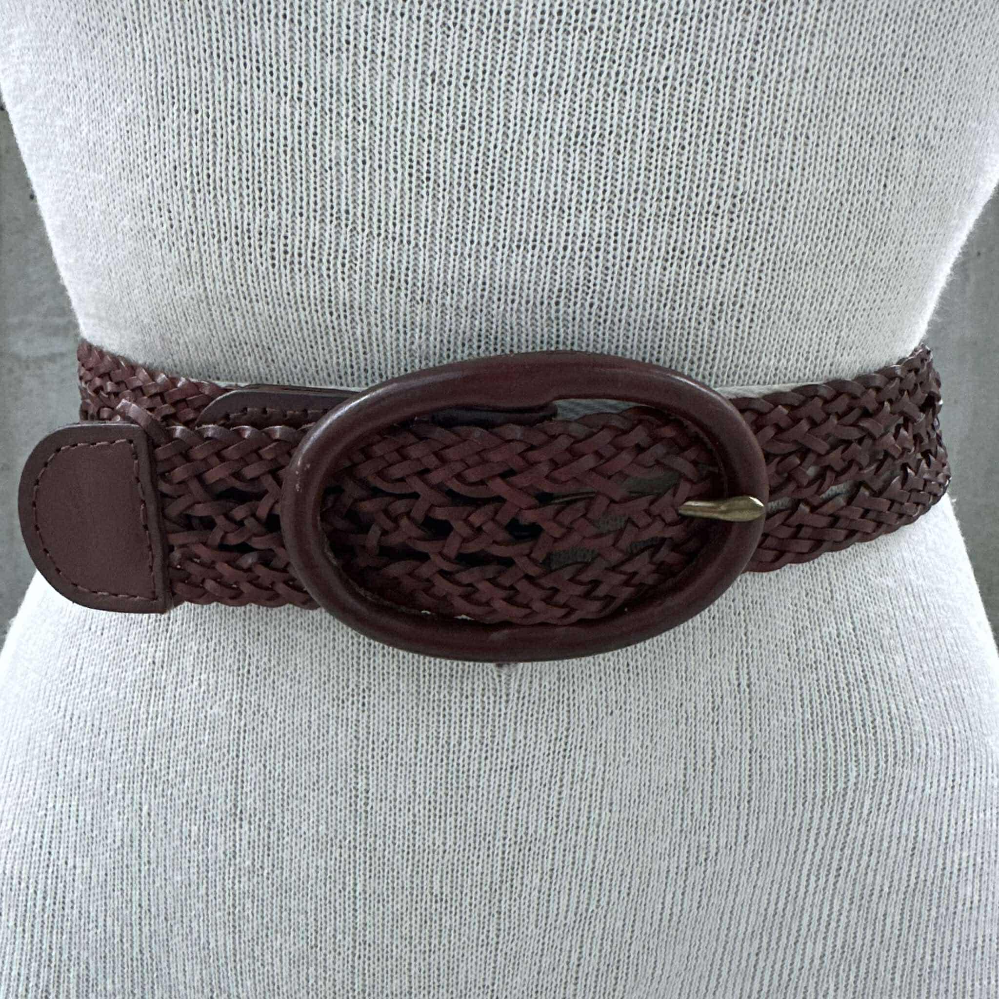 Banana Republic WIDE Braided Leather Belt Women\'s Brown Woven Small Banana Republic Womens Brown Genuine Leather Braided Belt  main image 2