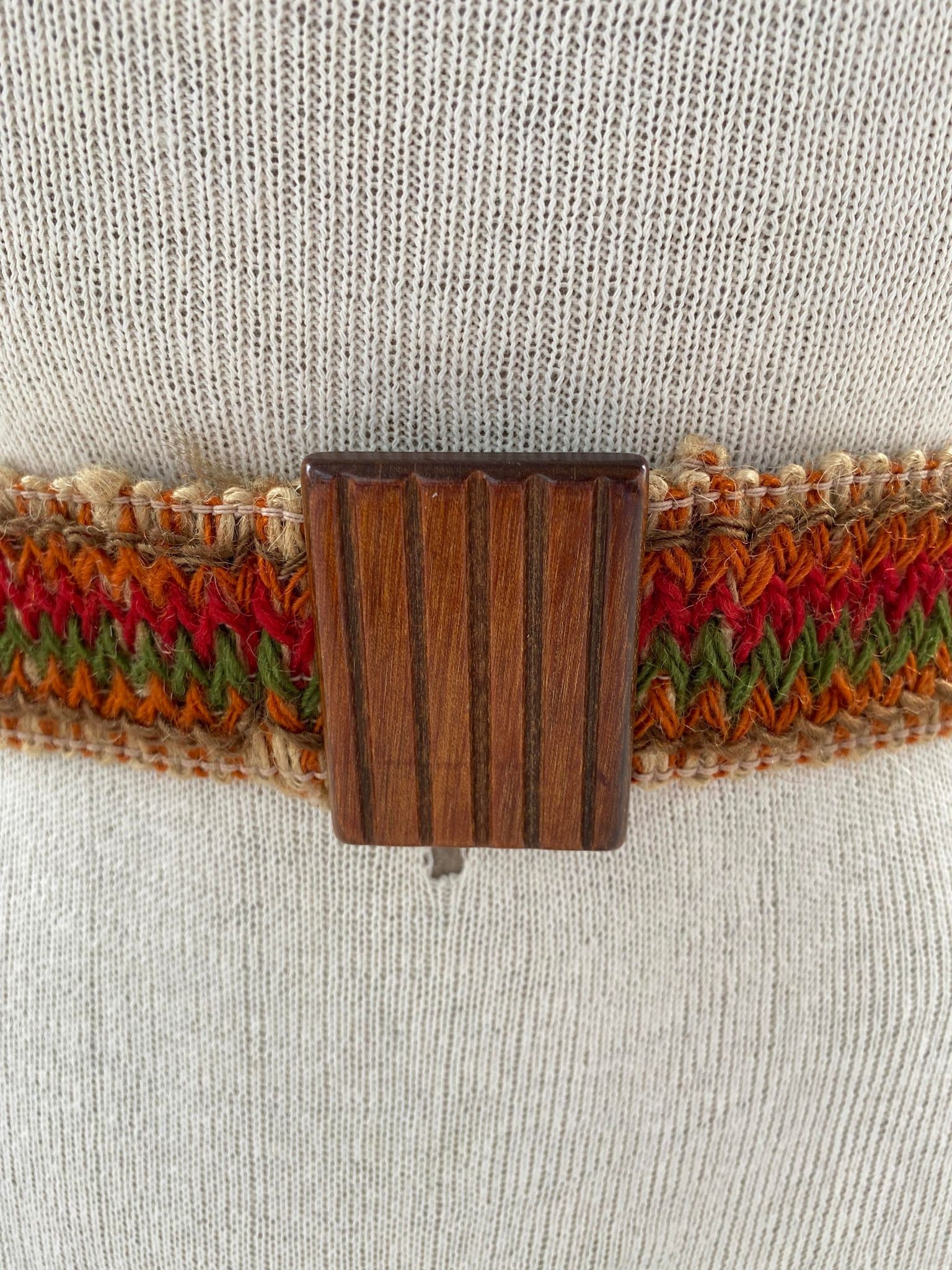 Vintage Elastic Woven Belt, 80s Stretchy Jute Waistband  display picture 2