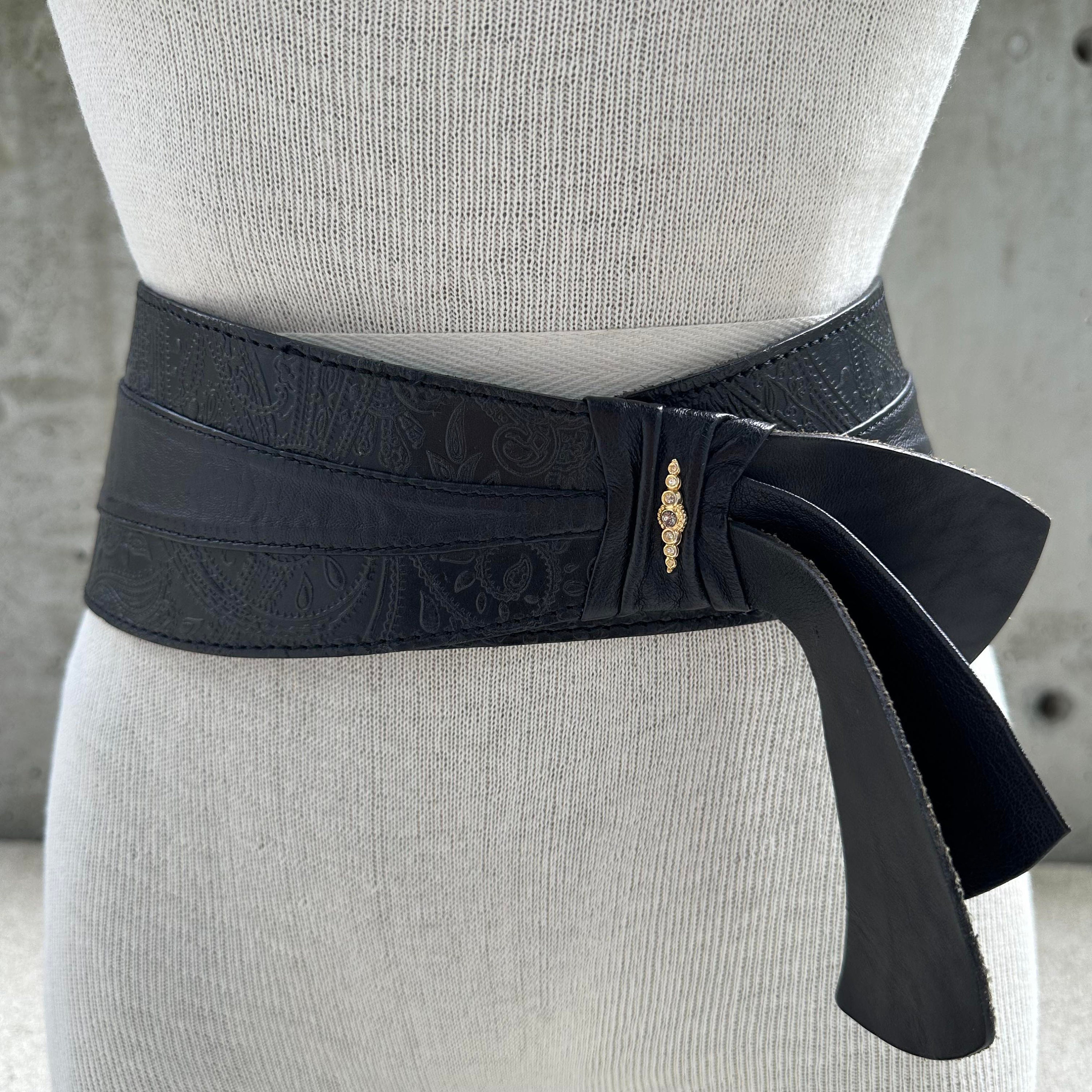 80s Alexandra Roma Belt, Wide Black Leather Belt, Glam Rock  display picture 2