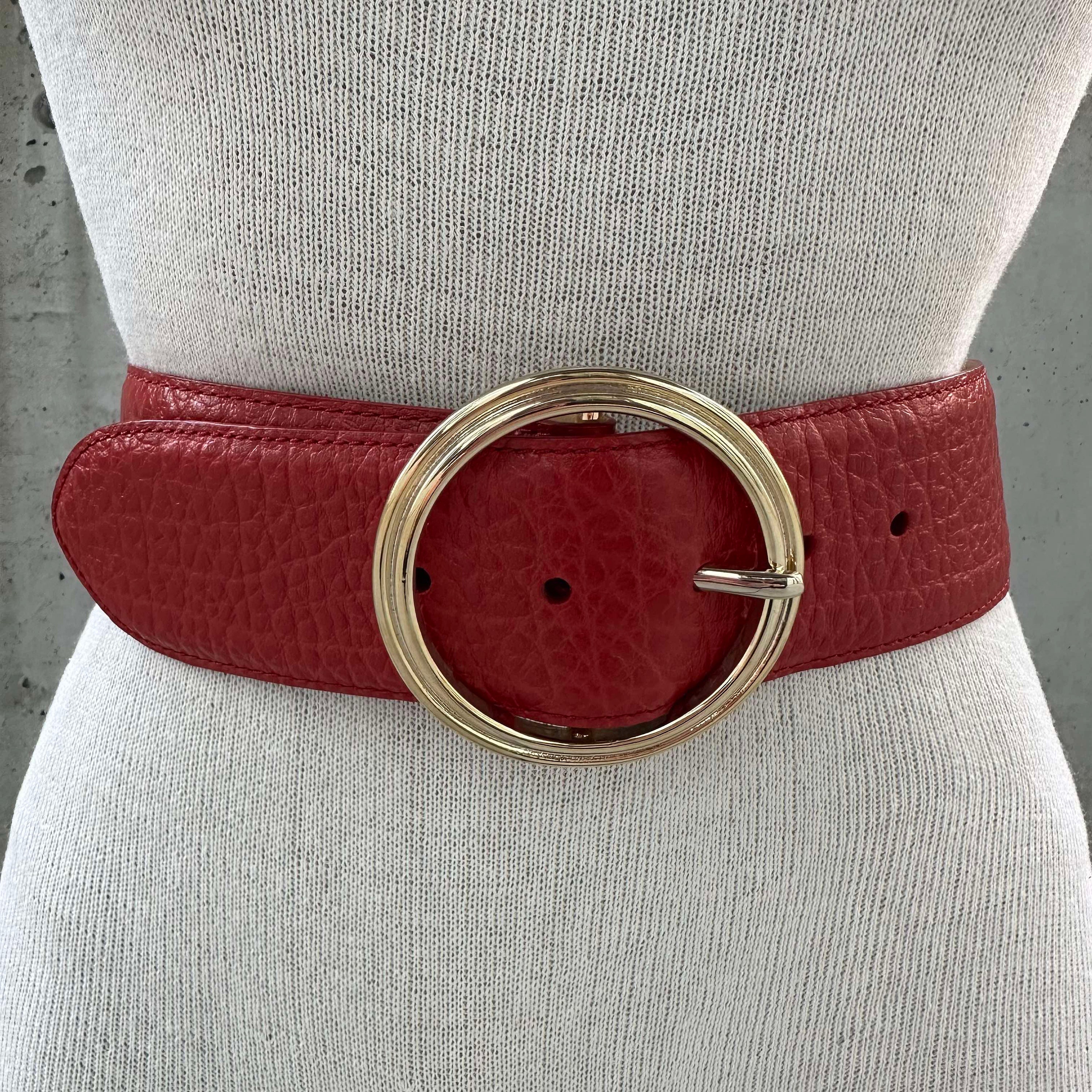 Donna Karan Vintage Nubuck Red Leather Belt 1980s Italy Large Vintage Donna Karan Plum Suede Contour Belt – Recess main image 4