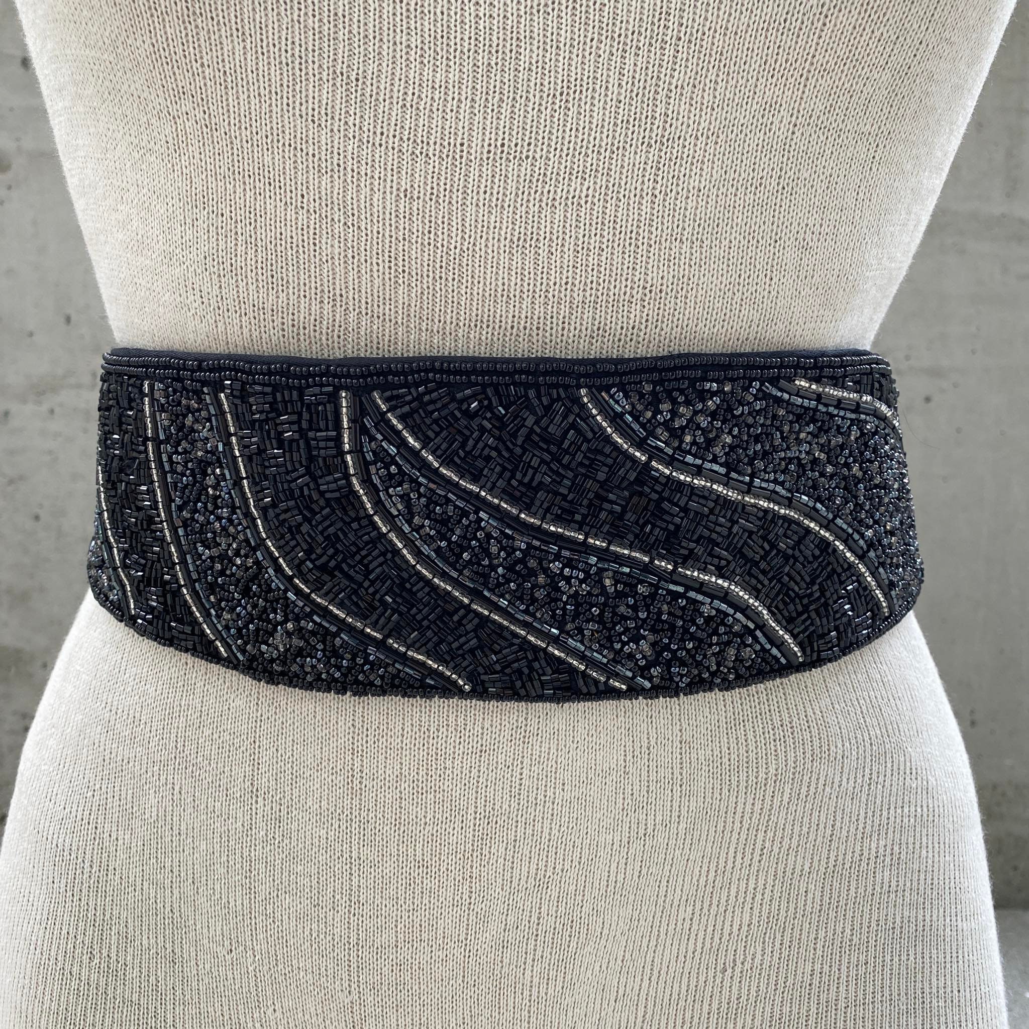 Magid Black and Silver Sequin Belt Black Sequin Waist Belt - Etsy main image 3