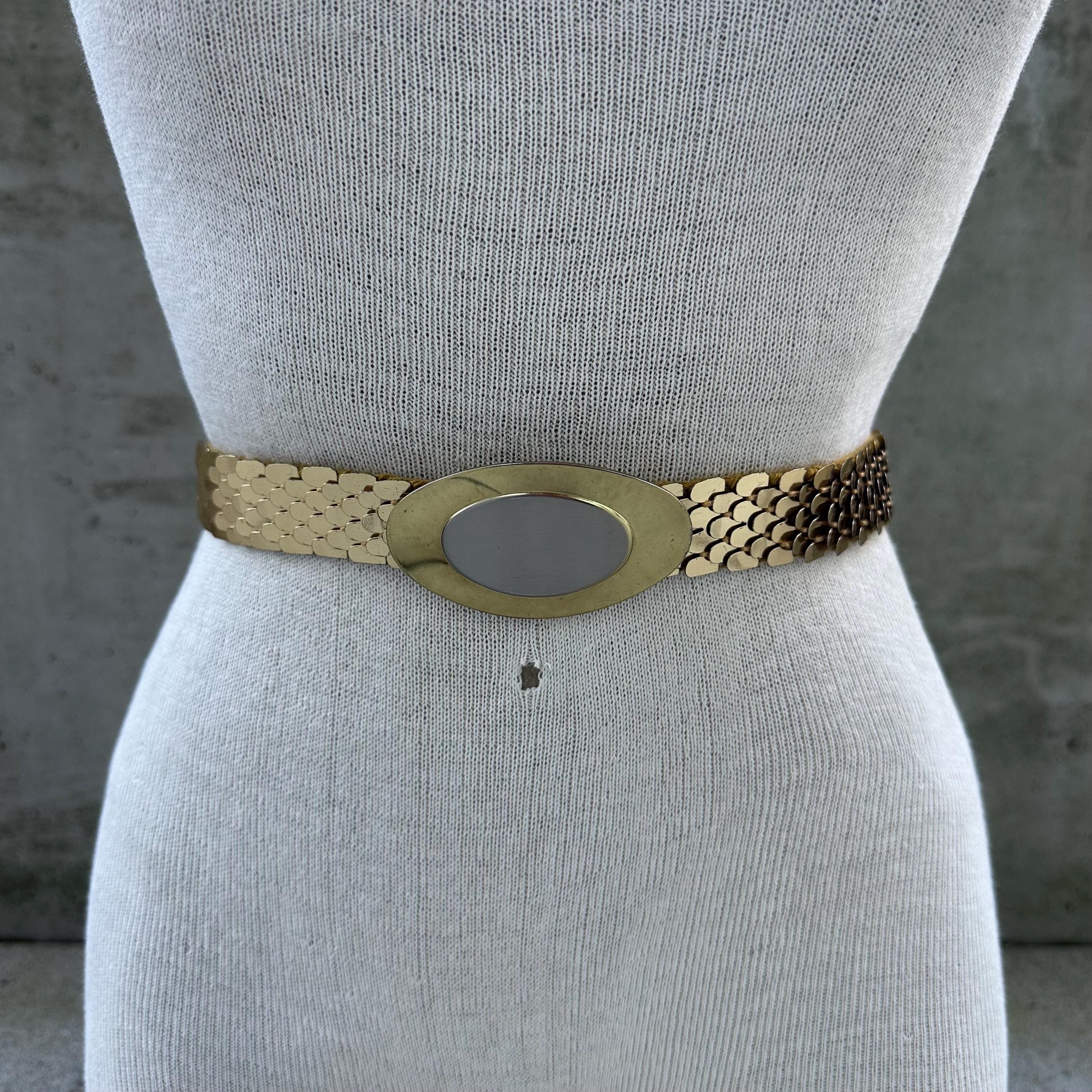 vintage gold snake skin belt boho chic statement knot metal buckle waist Sarai Snake Belt – Pewter Shimmer Leather with Vintage  main image 4