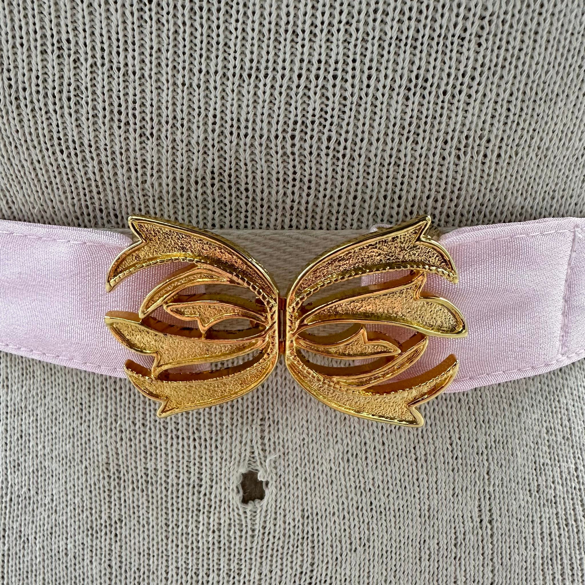 Vintage Pink Stretch Belt with Butterfly Buckle Vintage Women Butterfly Red Elastic Belt, Stretch Belt With  main image 4