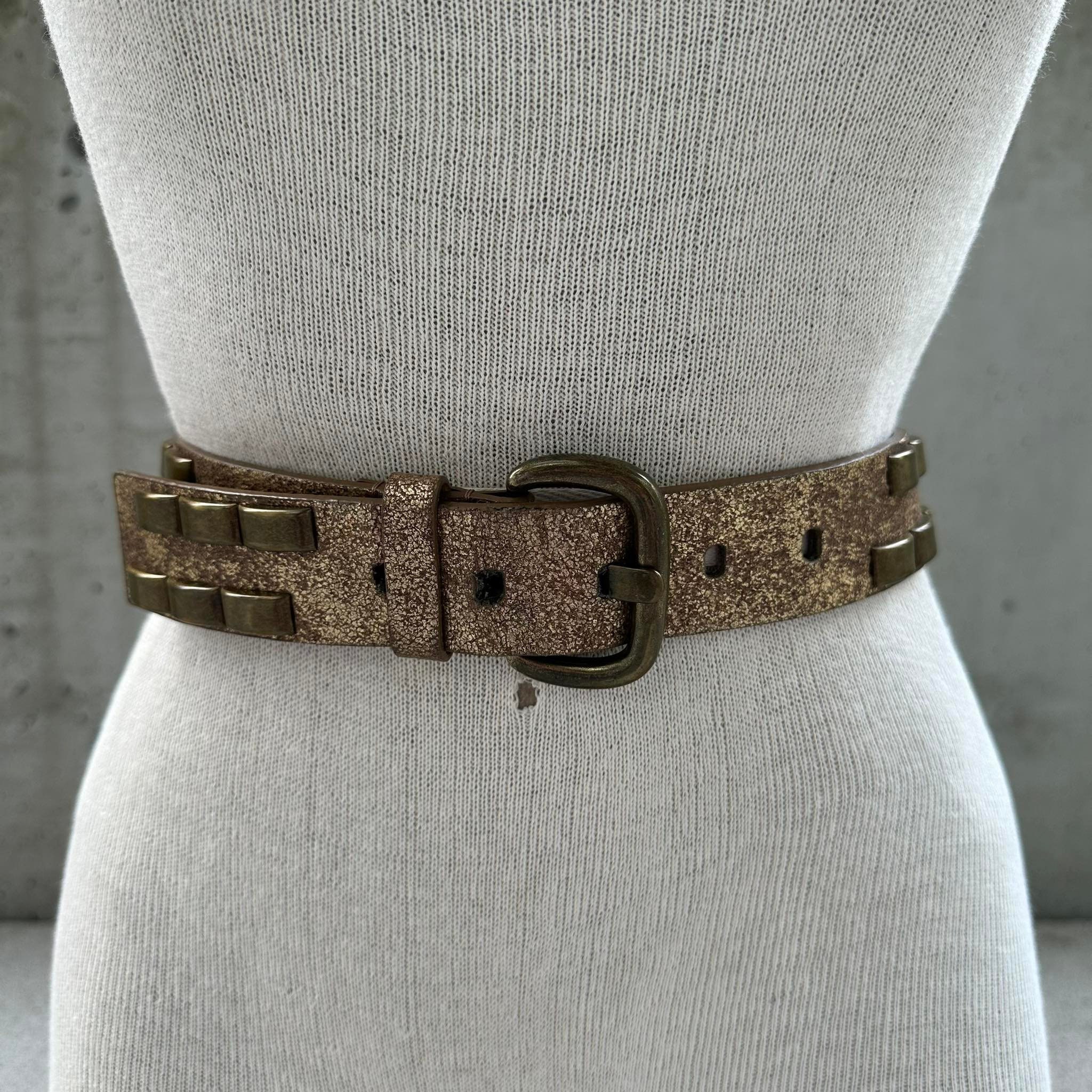 vintage MAXIMALIST gold studded LEATHER BELT S M Vintage Michael Morrison Gold Studded Leather Belt With  main image 3