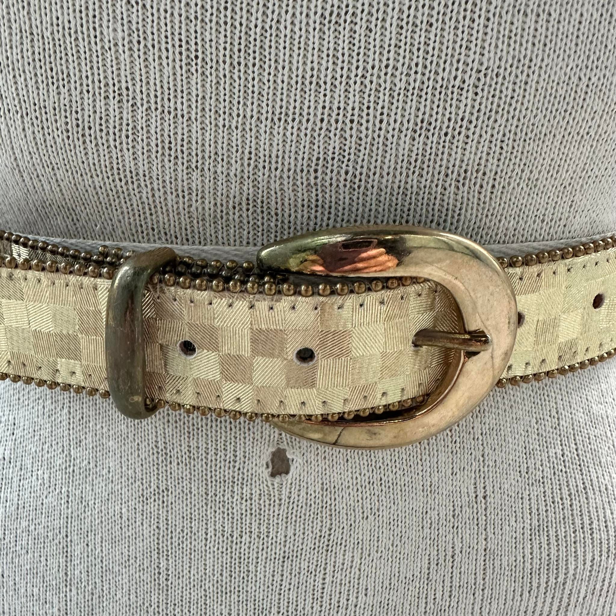 Vintage 80s Elite Fresno California Belt, Checkered Gold  display picture 2