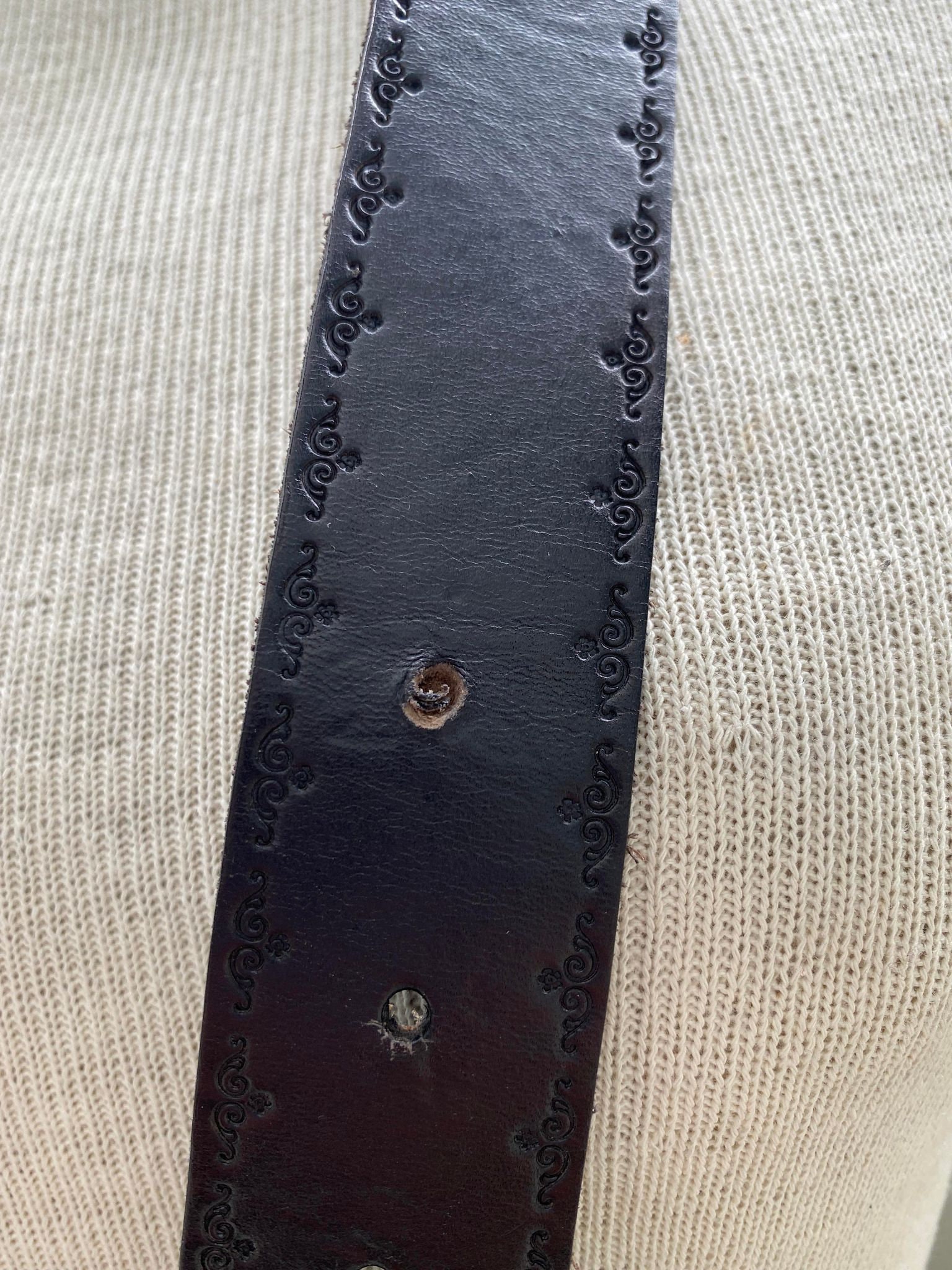 Vintage Fossil Black Genuine Leather Belt, Embellished 