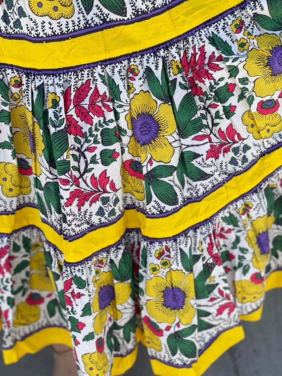 Vintage yellow provencal skirt, souleiado ruffled… - image 6