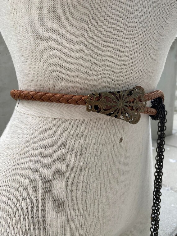 80's Colorful Cord Belt with Large Daisy Buckle by Ione