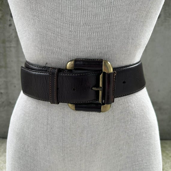 Vtg Kudos Belt, 80s Dark Brown Genuine Leather Belt, Chunky  display picture 1