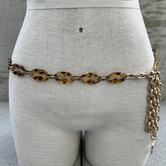 Y2K Steve Madden tortoise shell resin chain belt,… - image 2