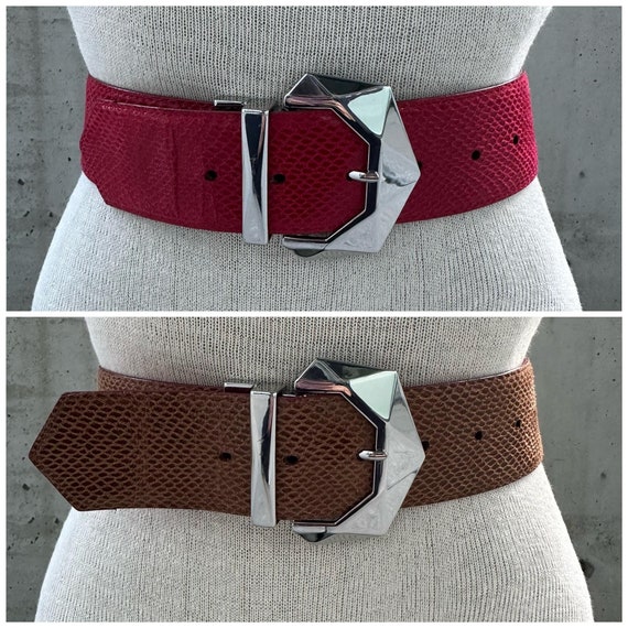 Vintage Reversible Wide Belt, Y2K Red and Light Brown Belt  display picture 3
