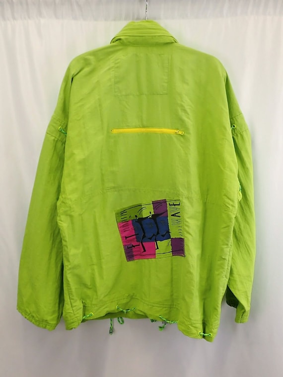 90s Adidas Lime Green Pullover Winbreaker Jacket, Vintage XL Neon