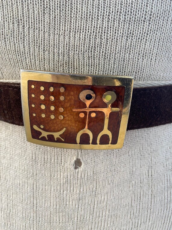 Buy 60s De Pasille Sylvestre Brown Suede Belt, Abstract  display picture 1