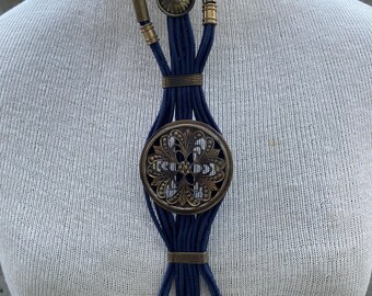 Vintage G. Gagliano Belt! Vintage G Gagliano Belt, Blue Tubular Leather Strings Belt  main image 3