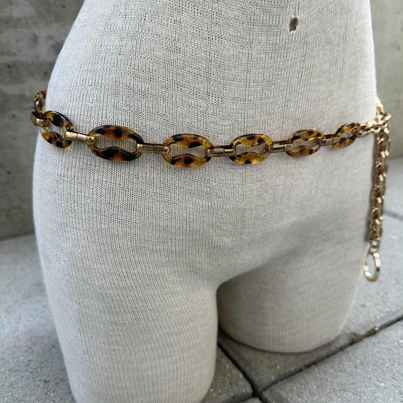 Y2K Steve Madden tortoise shell resin chain belt,… - image 4
