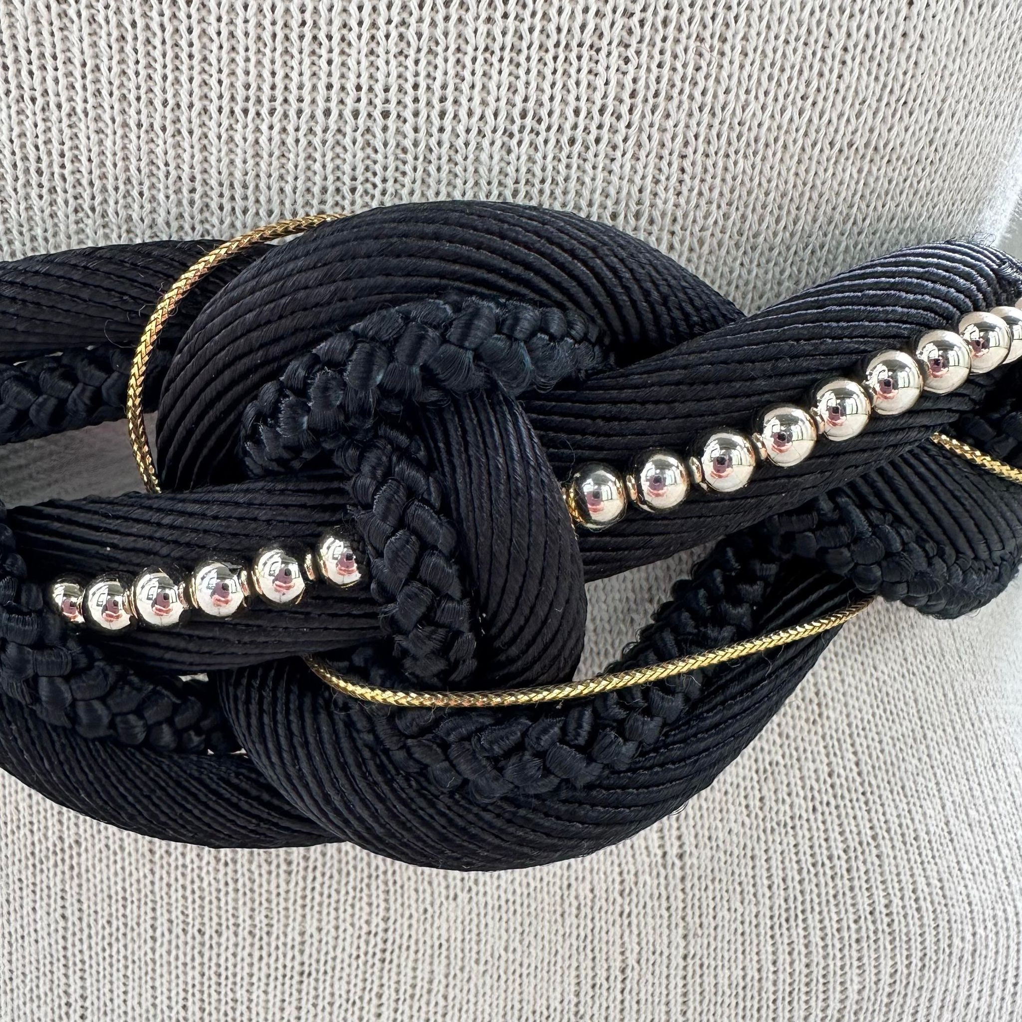 Milor Beaded Scarab Stretch Belt Black Gold Statement Vintage Style Boho Vintage Beaded Belt - Etsy main image 4