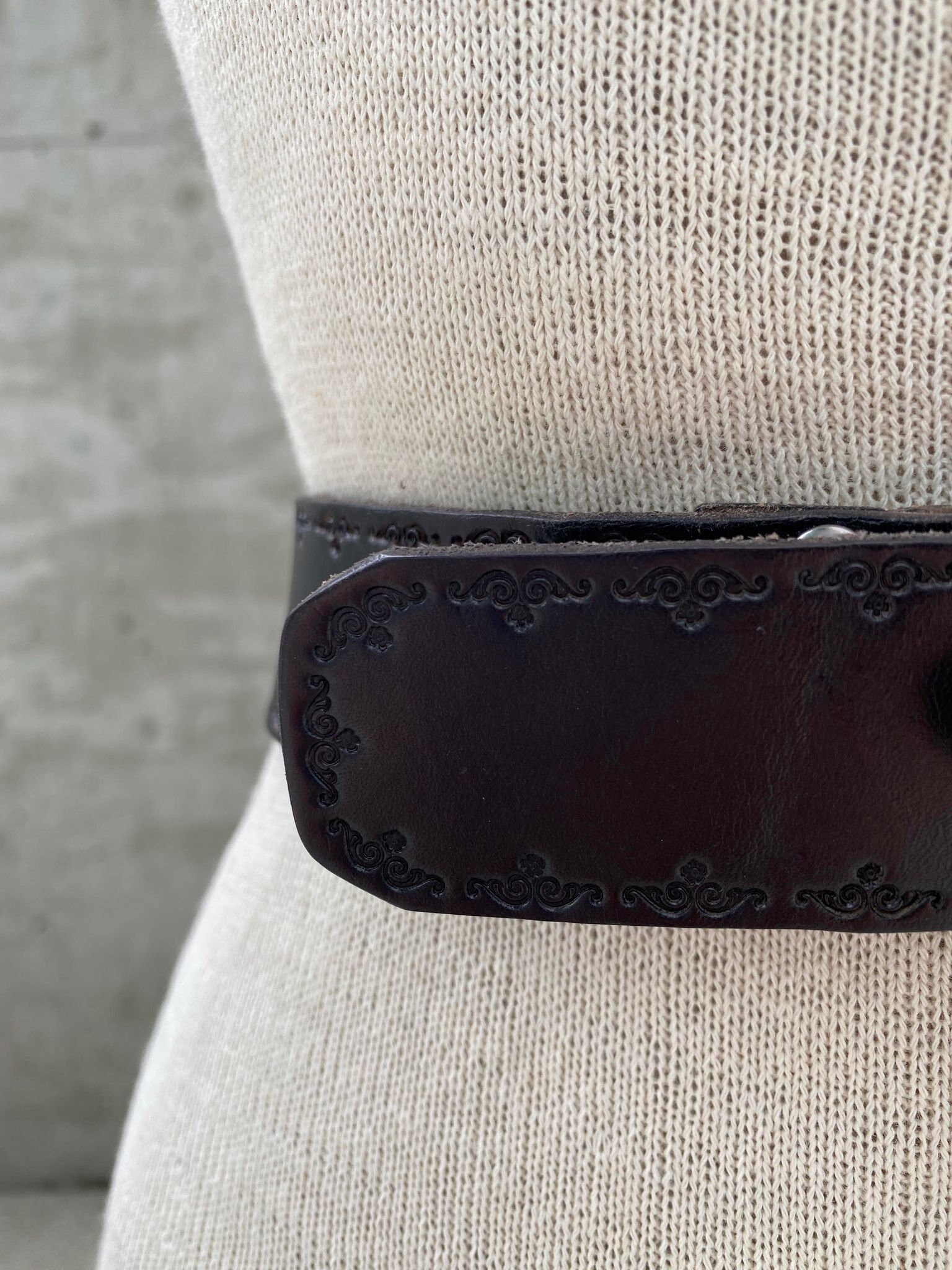 Vintage Fossil Black Genuine Leather Belt, Embellished 