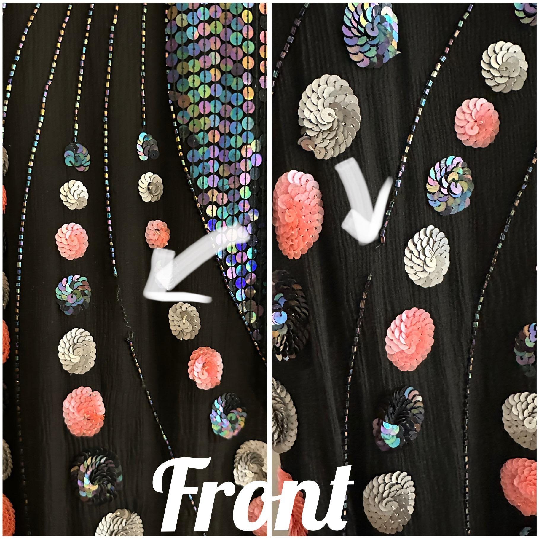 80s Beaded Sequin Black Silk Dress, Asymmetrical Beaded
