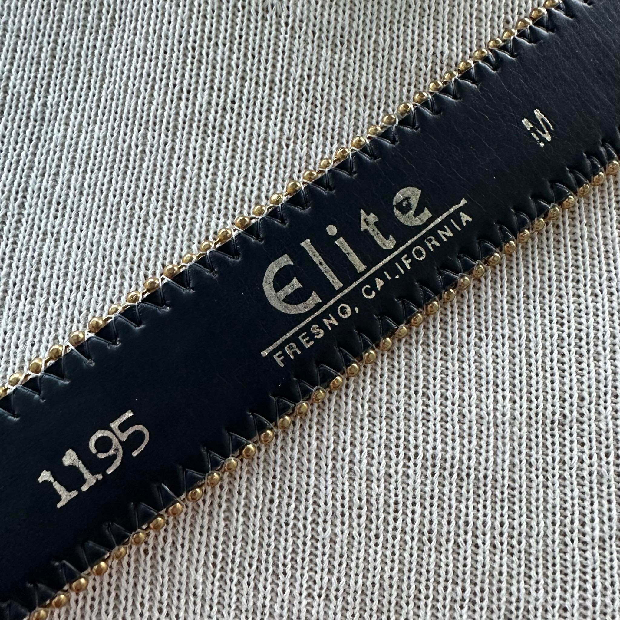Vintage 80s Elite Fresno California Belt, Checkered Gold  display picture 2