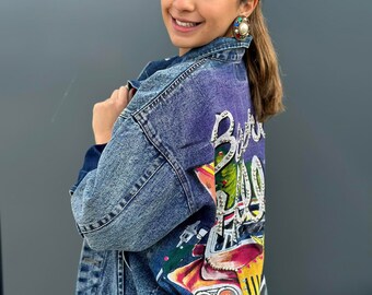 Vintage 80s Beau Shapes Denim Jacket, Hand Painted Beverly Hills Jean Jacket, Rhinestones and Studded Jacket, Acid Wash Denim, Rodeo Drive - Etsy Vintage 80s Beau Shapes Denim Jacket, Hand Painted Beverly Hills Jean Jacket, Rhinestones and Studded Jacket, Acid Wash Denim, Rodeo Drive - Etsy
