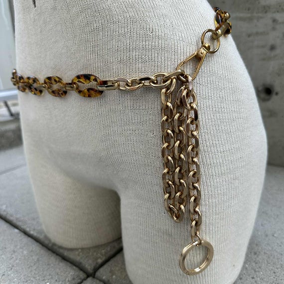 Y2K Steve Madden tortoise shell resin chain belt,… - image 5