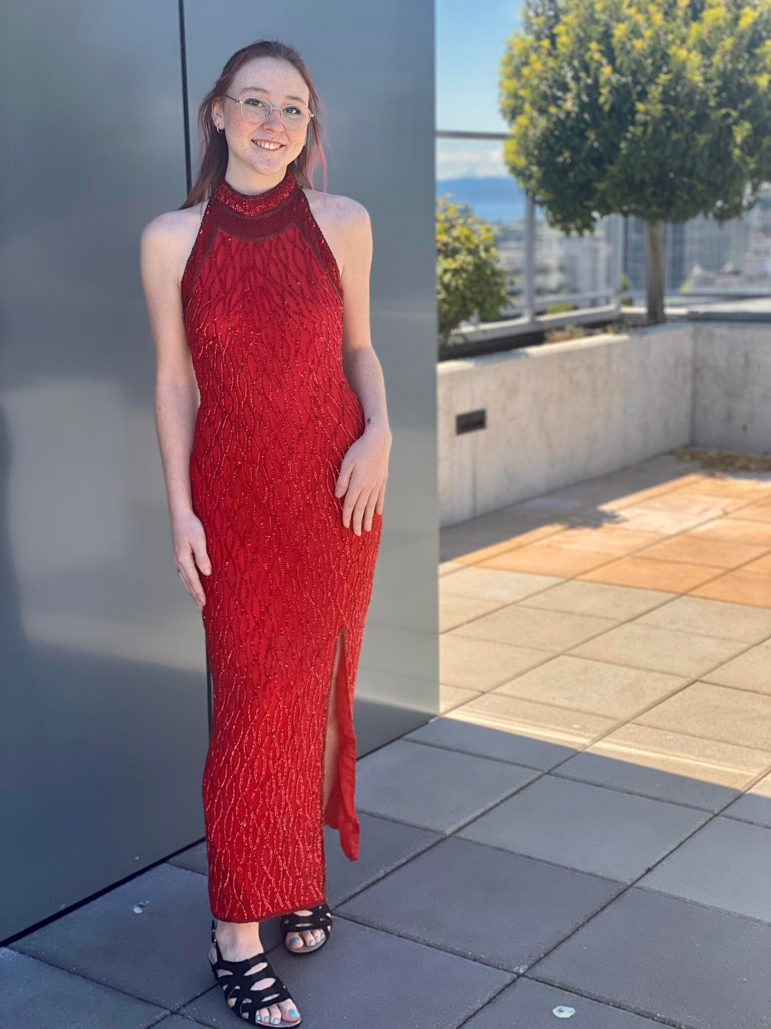 Red Slit Side Dress - Etsy