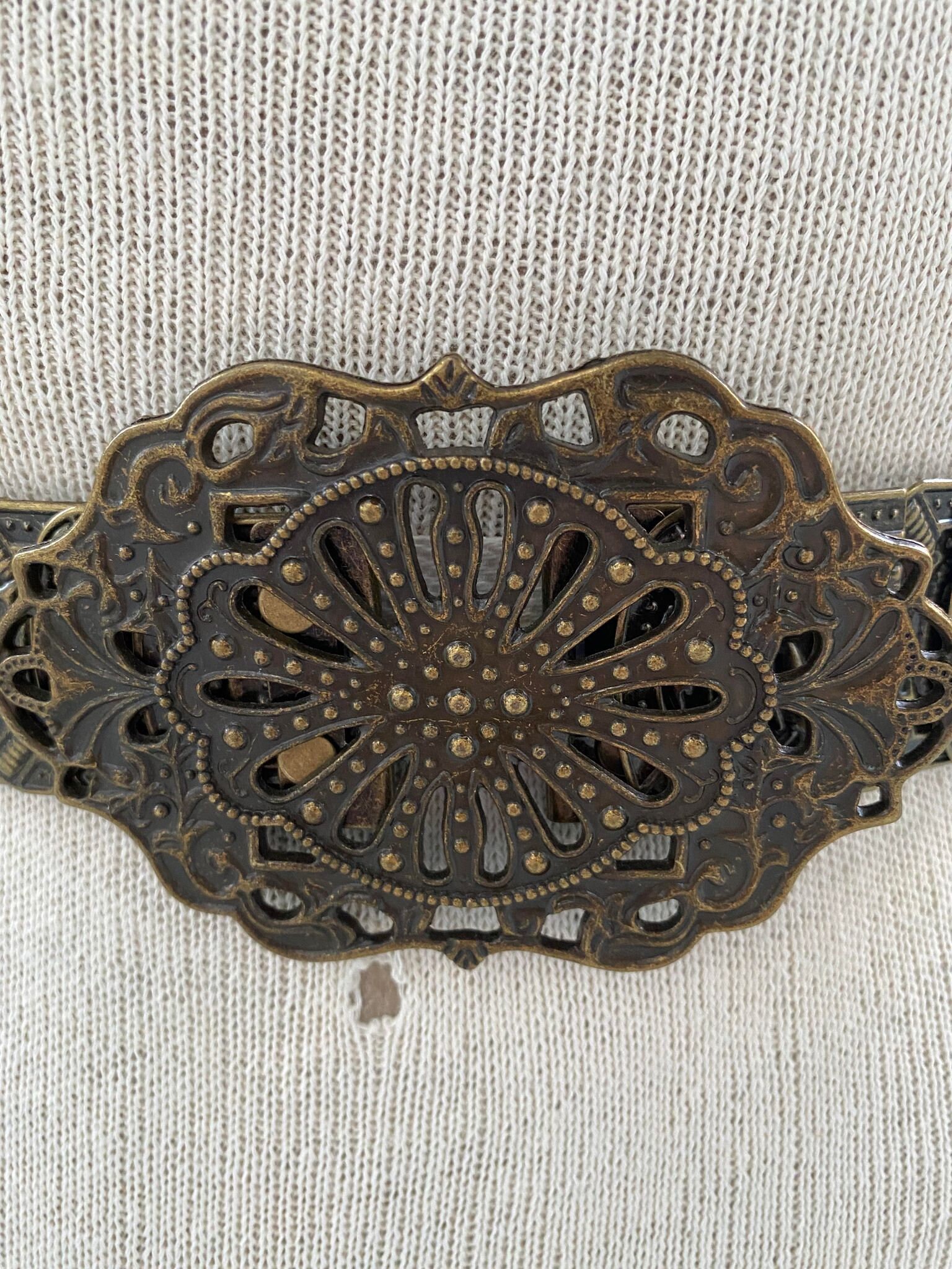 Metallic Plaque Elastic Statement Belt Plus Size Gold Metal Plaque Iconic Elastic | Mercari main image 2