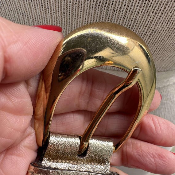 Vintage 90s Gold and Silver Braided Belt, Metallic Statement  display picture 1