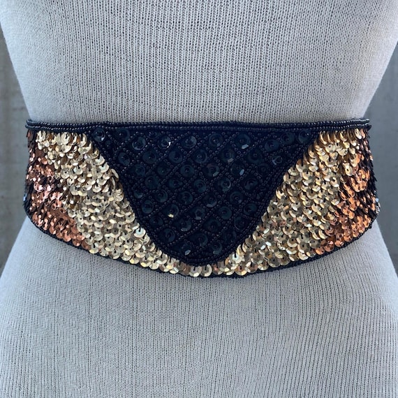 Vintage rare fashion double prong glitter belt Vintage 1960s Prong Set Crystal Rhinestone Belt Size 29”-34  main image 3