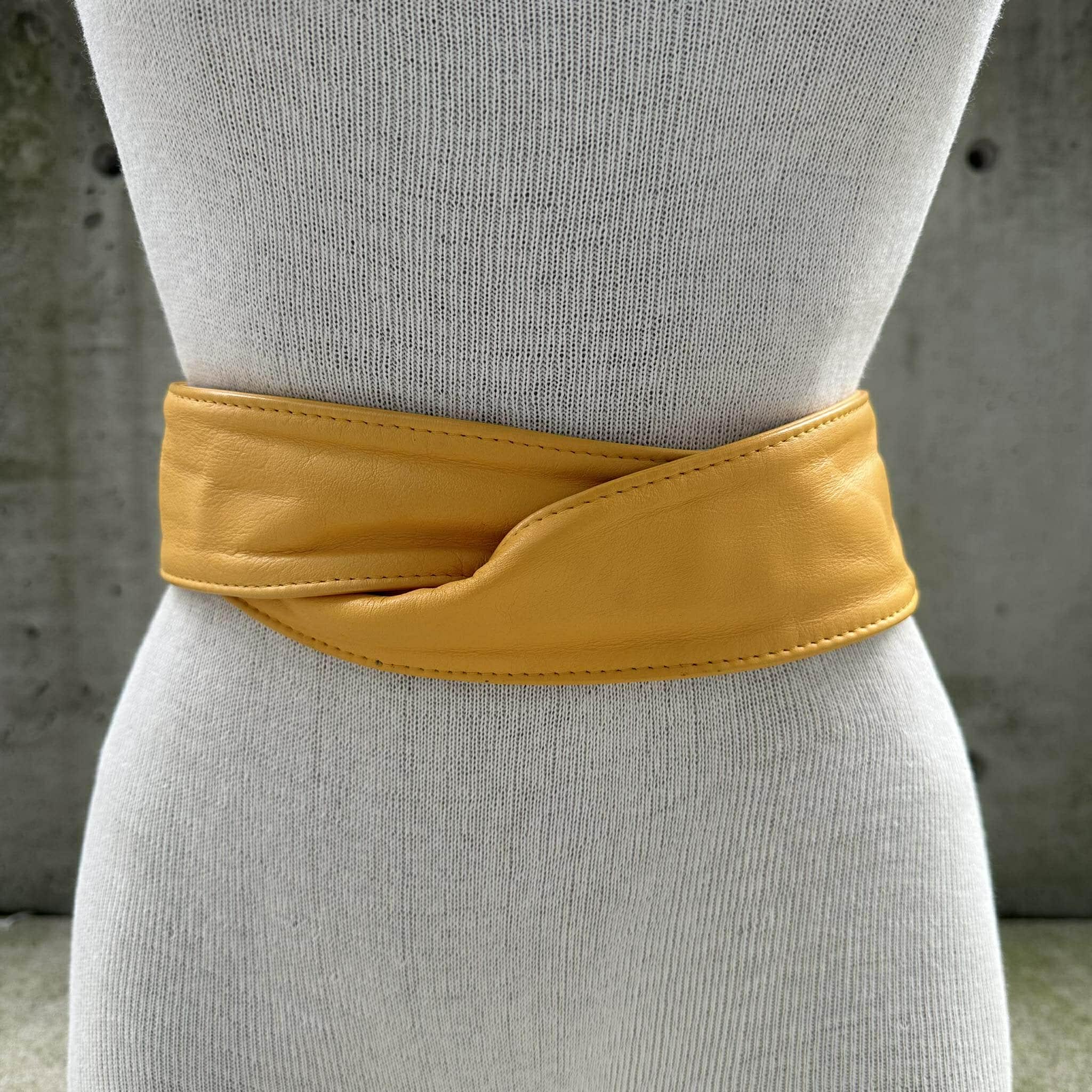 VINTAGE 80s 90s Yellow Leather Wrap Belt Vintage 1980s Yellow Leather Belt | eBay main image 3