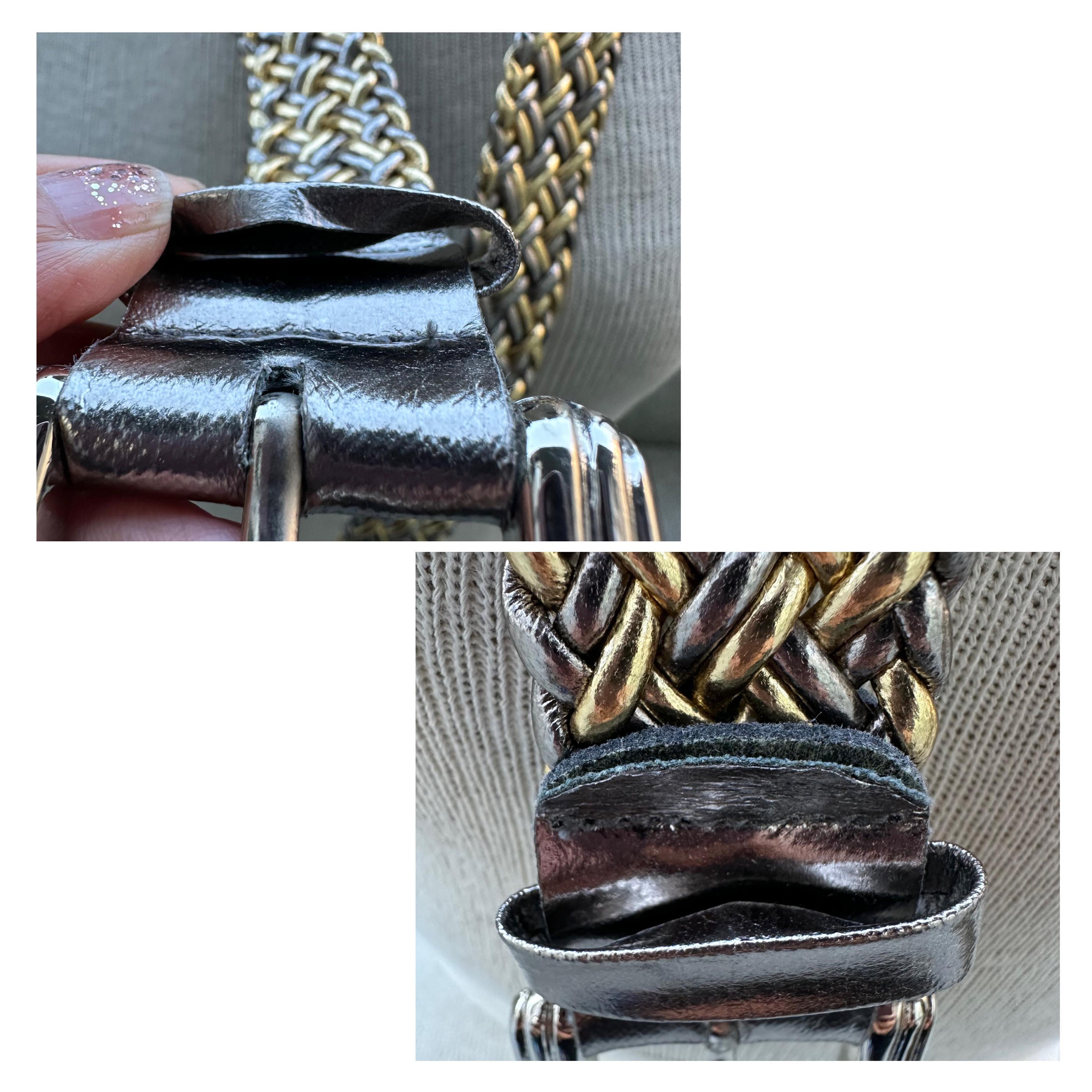 Vintage Gold and Silver Tone Braided Belt, 90s High Waist 