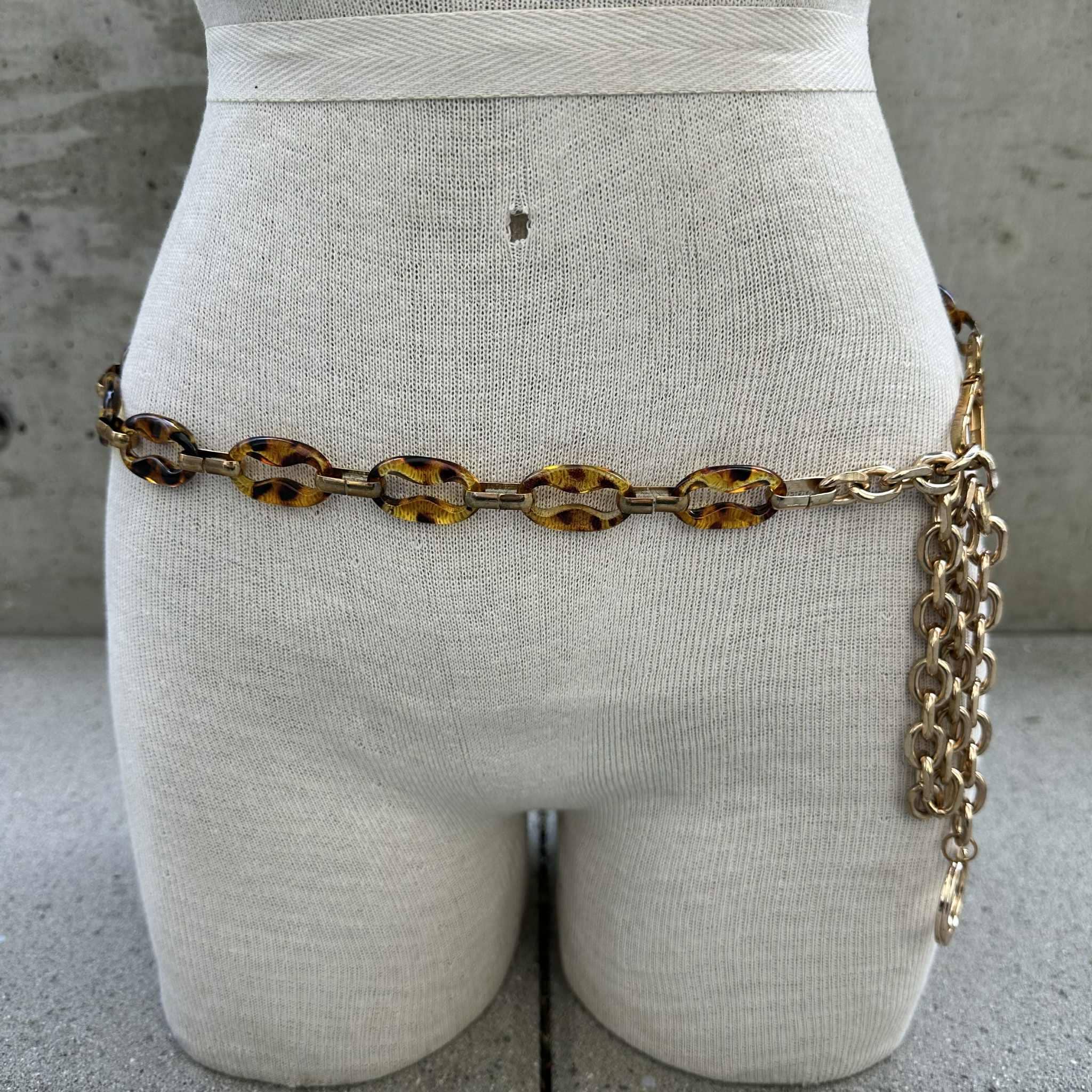 Tortoise Shell and Gold Chain Link Belt Sz. XS-S Tortoise Link Belt - Etsy main image 2