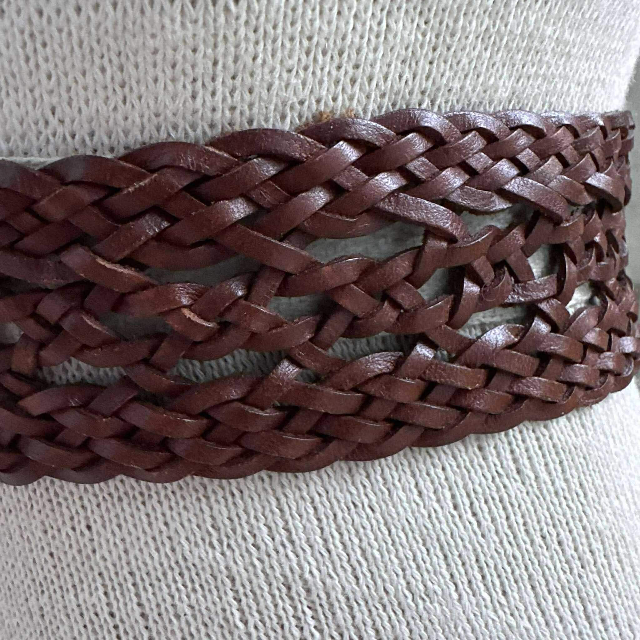 Vintage Banana Republic Belt, Y2K Braided Brown Genuine 