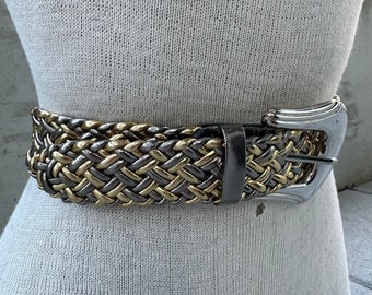 Vintage Gold and Silver Tone Braided Belt, 90s High Waist  display picture 3