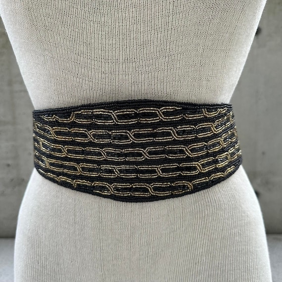 Vintage 80s Boho Glam Beaded Gold Silver Black Metal Belt Unique Chain Medium il_fullxfull.4630587716_c4a6.jpg main image 3