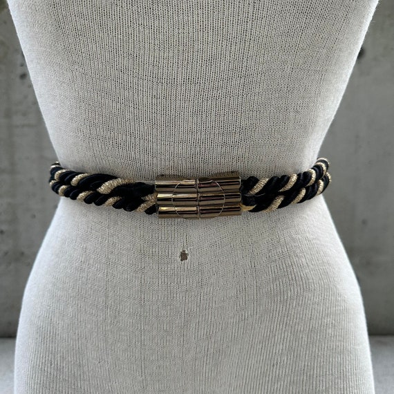 Gold Rope Link Belt with Black Suede Panels Catalina Suede Belt in Black and Gold | RIXO USA ⋆ main image 4
