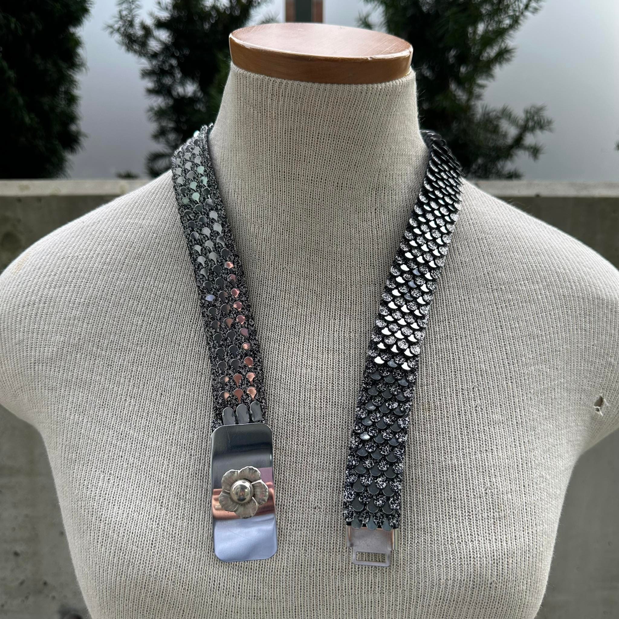 70s Silver Tone Fish Scale Belt with Decorative Silver Buckle‎ Vintage Fishscale Belt - Etsy main image 4