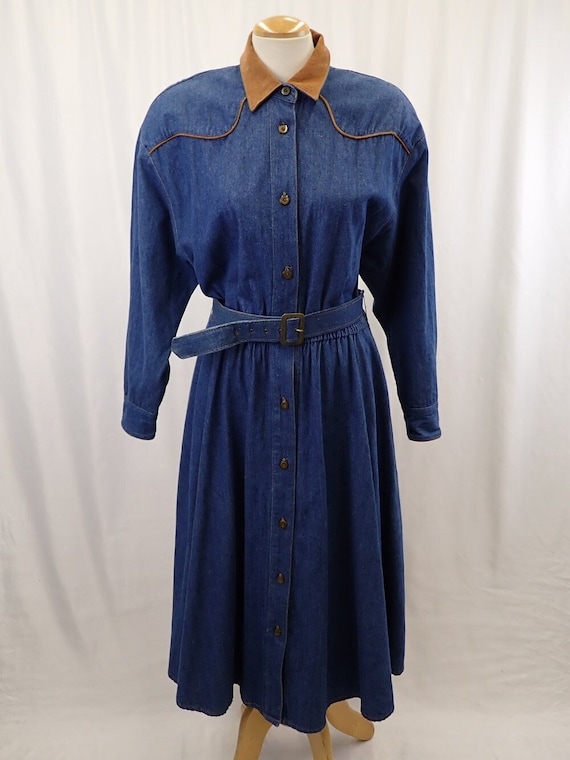 90s ROUIE Dress, Vintage Denim Dress, Long Sleeved Button Down Dress,  Cowgirl Western Wear, Rodeo Fashion Statement, Ranch Lifestyle Fashion -  Etsy Norway