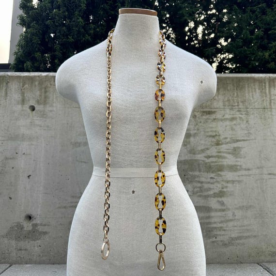 Y2K Steve Madden tortoise shell resin chain belt,… - image 7