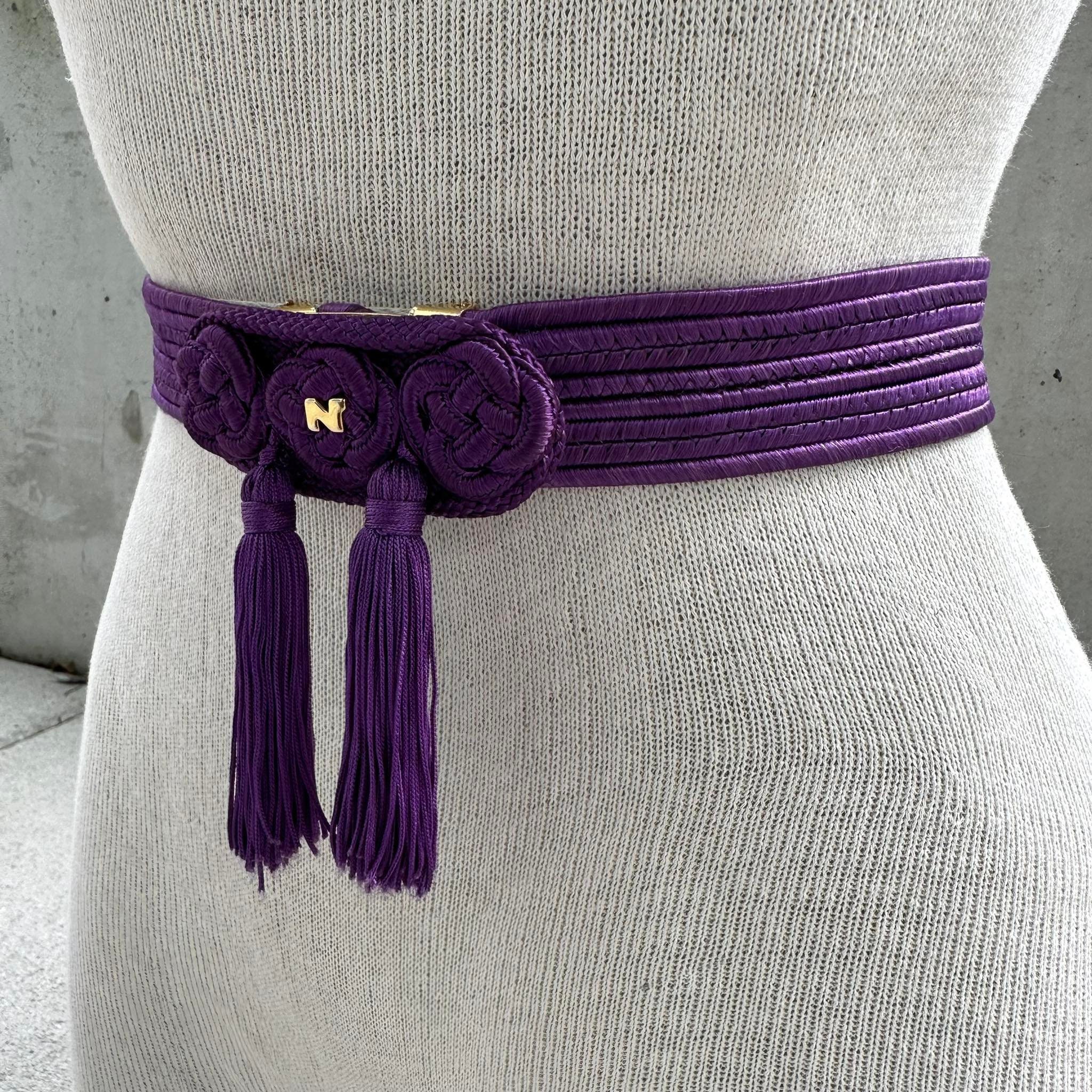 Nina Ricci passementerie belt‎ Black Wide Waist Belt with Tassels Vintage Nina Ricci Tassel Cord Belt: 80s Woven Passementerie  main image 2