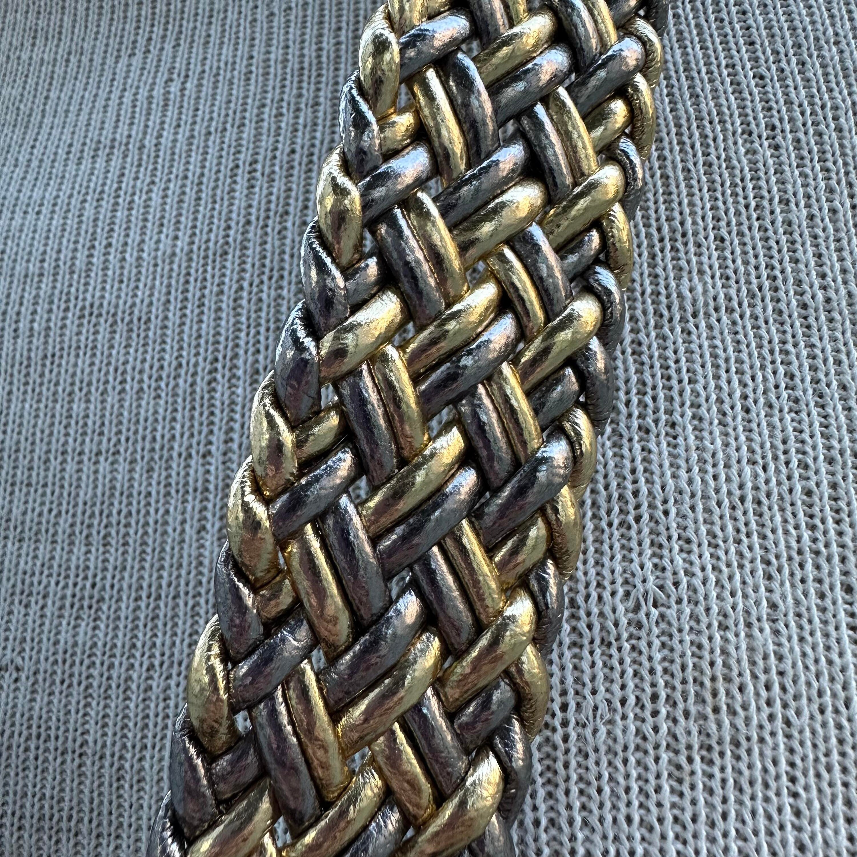 Vintage 80s Belt Women Size 1X White Gold Tone Braided Woven Glam Rock Beaded Vintage 80s Gold Braided Belt: Metallic Woven XXL - Etsy main image 3