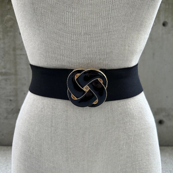 Ladies black elasticated belt hotsell