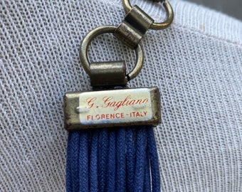Vintage G Gagliano Belt, Blue Tubular Leather Strings Belt 
