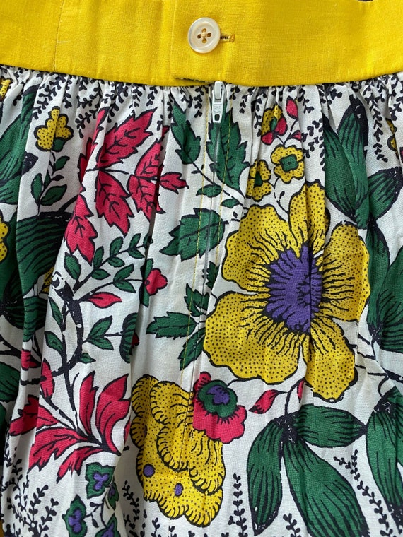 Vintage yellow provencal skirt, souleiado ruffled… - image 5