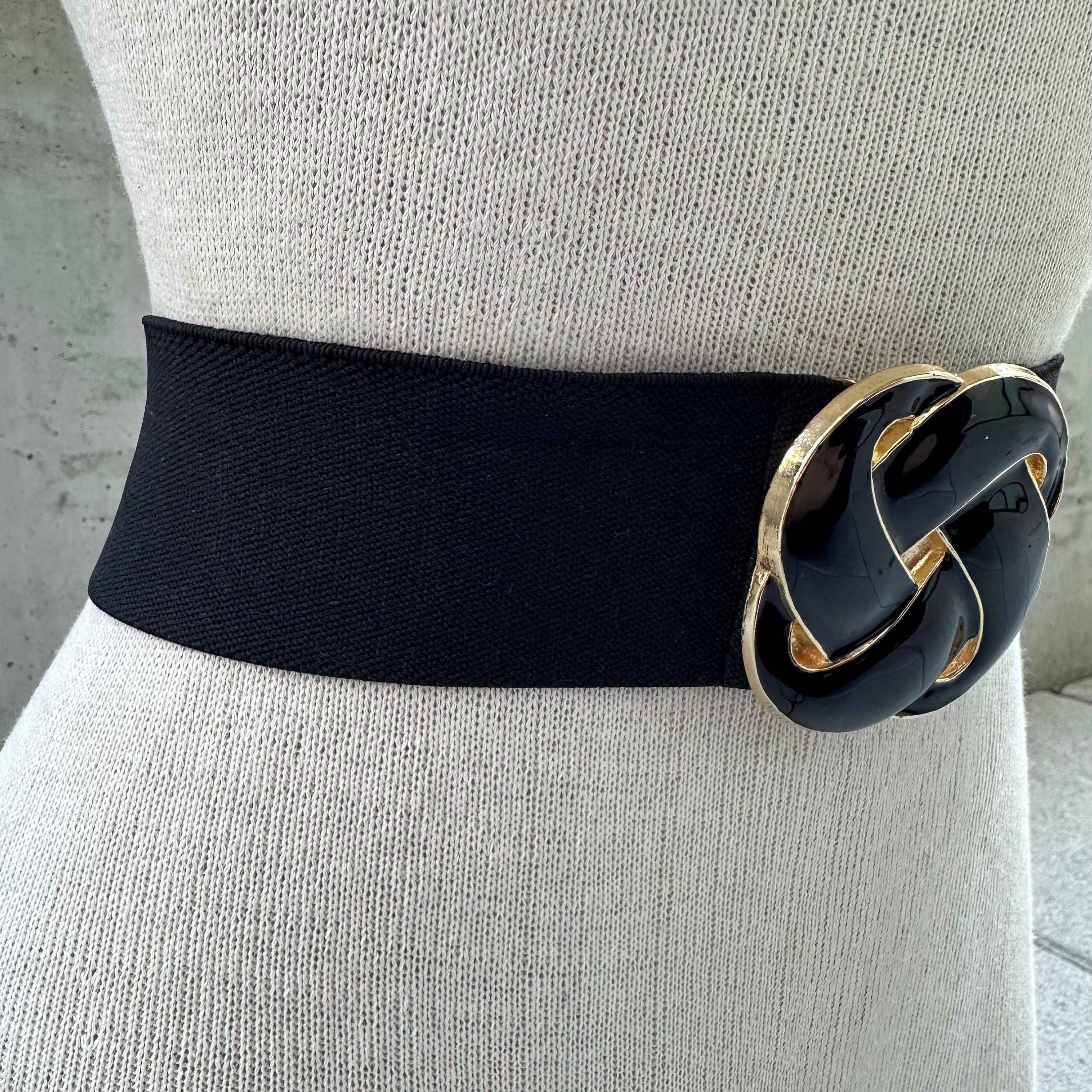 Vintage Stretch Belt Wide Buckle Elastic Dress Cinch Belt Y2K Retro Chic 1970s stretch elastic belt with metal buckle. We used to  main image 3