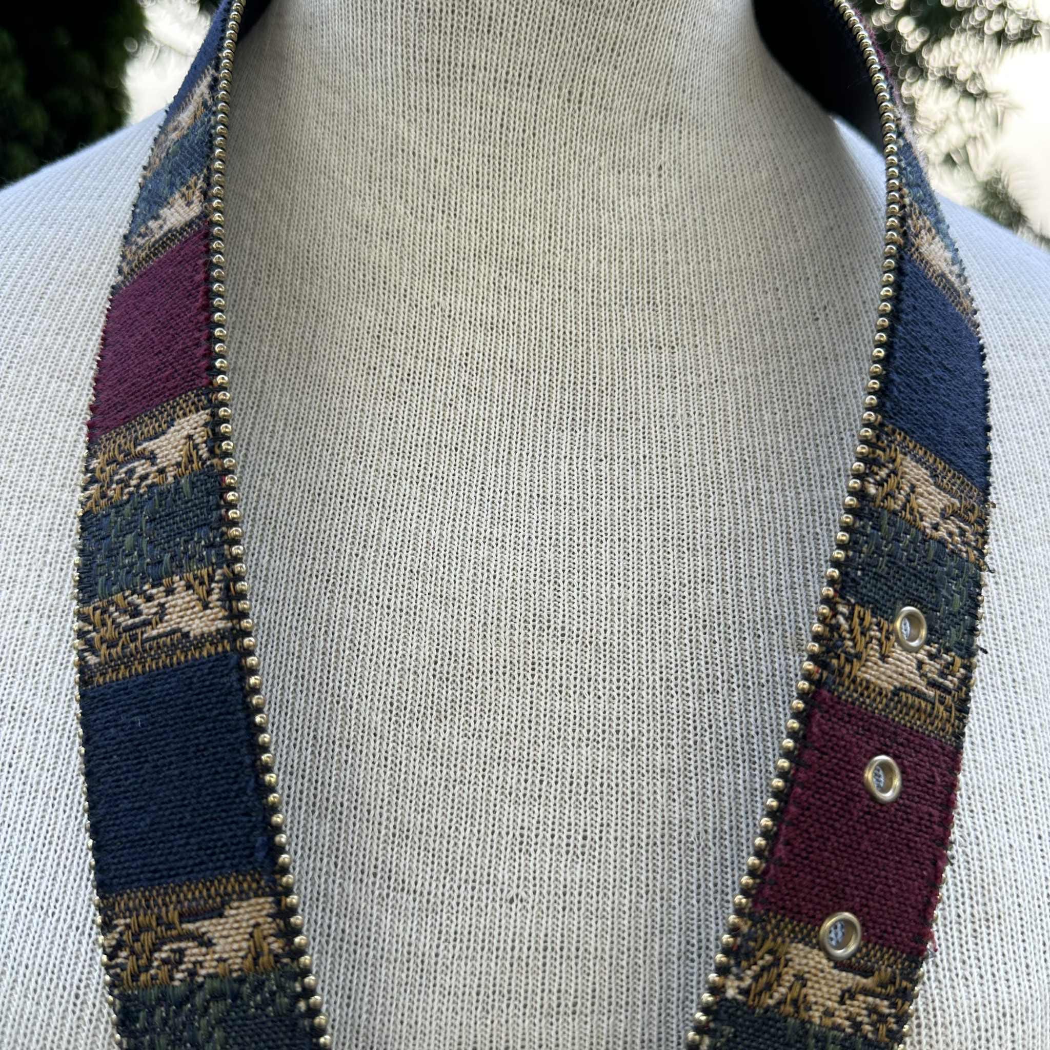 ? Vintage Coogi-Style Woven Tapestry Belt — Multicolor Statement Boho Western Vtg Boho Tapestry Belt, Wide Woven Southwestern Stripe Belt  main image 4